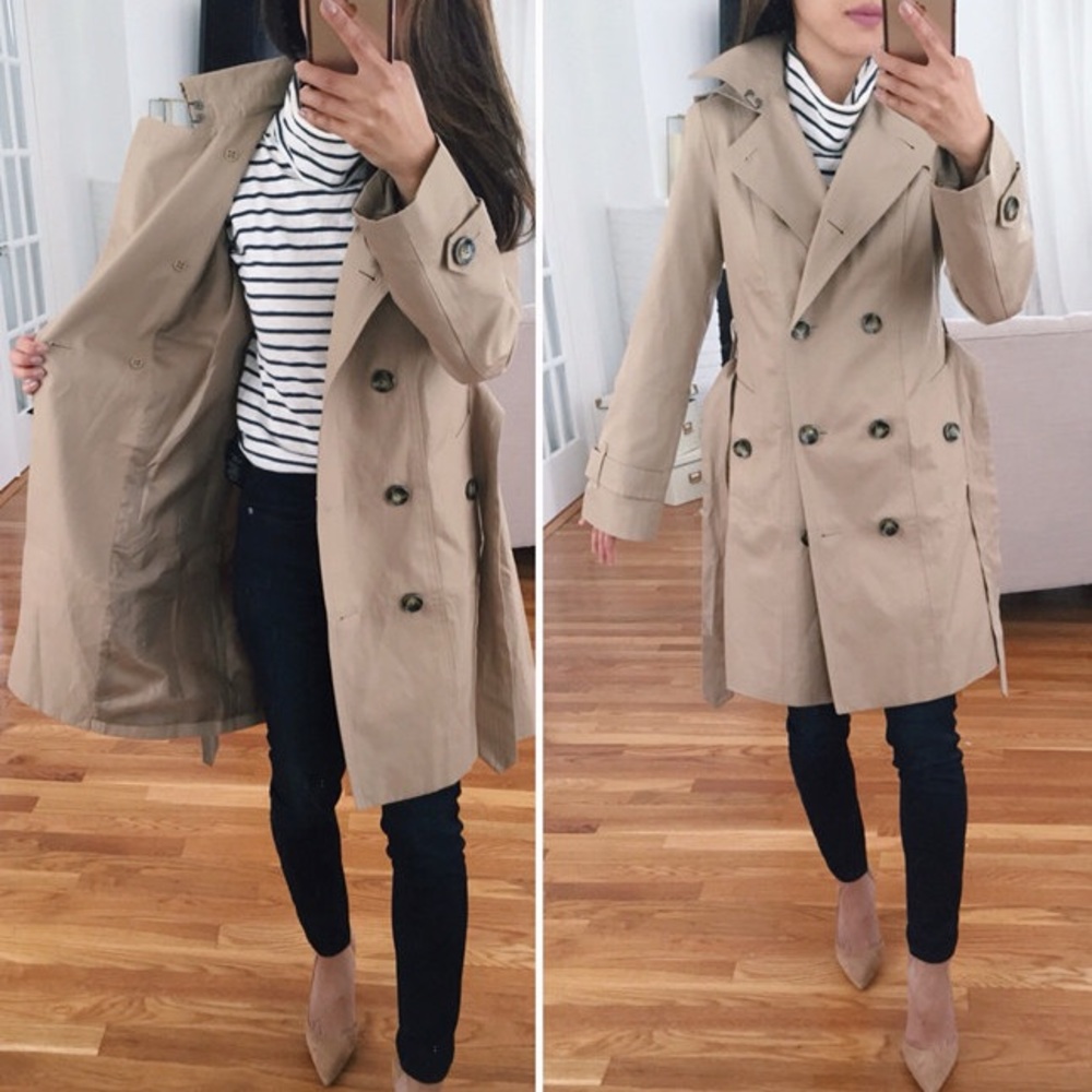 London Fog Ivory Trench Coat Petite Small